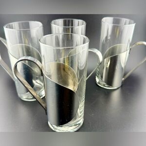 4 MCM Danish “hot toddy” glasses with stainless steel handles (removable) 10oz